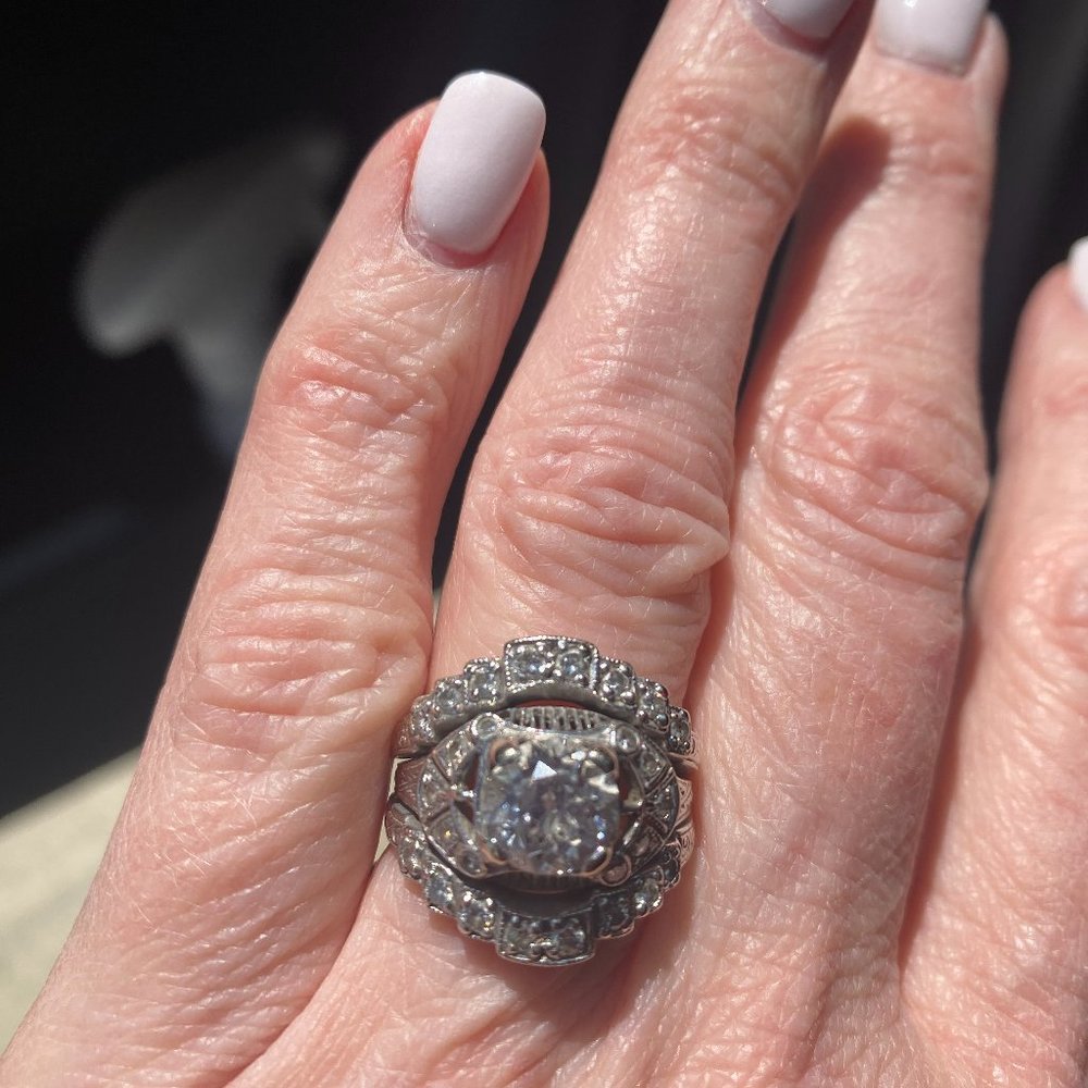 European Cut Diamond Ring w/Guard!